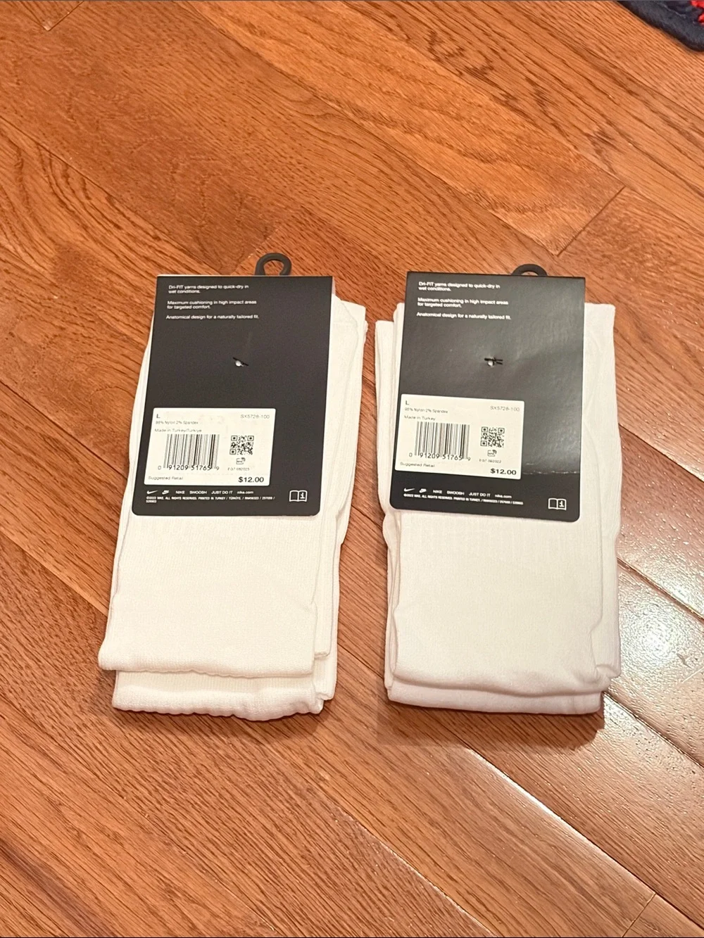 Nike Soccer White Socks with Black Swoosh - 2 Pack unisex